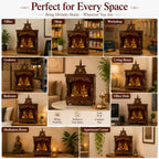 CraftVeda Wooden Mandir for Home | Handcrafted Pooja Temple with OM Design & Brass Bell | Compact Hindu Devghar for Home, Office & Prayer Room | 15 x 9 x 8 Inch