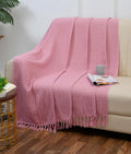 WEAVERS HUT Handloom Cotton Throw for Sofa & Bed | Soft Lightweight Boho Blanket | Decorative All-Season 100% Cotton Sofa Throw – 50x60 inch (Pink) Kafalo