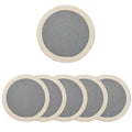Encasa XO Dining Table Mats, Round Ribbed Cotton, Heat Resistant Grey Kafalo