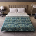 Divine Casa 120 GSM Microfiber Double Dohar | Soft & Lightweight Throw Blanket | Cozy & Breathable | All-Season Comfort | 220 x 205 CM | Floral Branches Pattern | Teal & White Kafalo