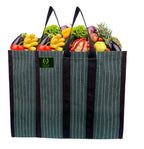 GREEN DECOR Waterproof Cotton Canvas Super Strong Heavy Duty Reusable Milk Bag/Shopping/Grocery/Vegetable Bag with Reinforced Handles & Thick Bottom for Strength (Green,17X8X13 Inch) Pack of 2