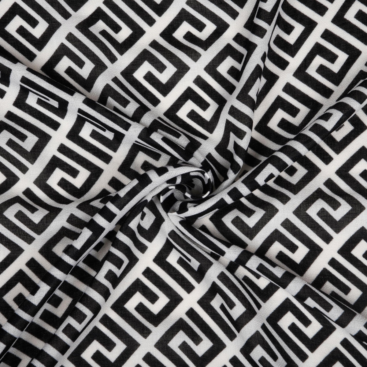 MORU Kyoto Urban Women's Monochrome Maze Scarf | Geometric Printed Stole & Soft Fashion Wrap | Lightweight Elegant Scarf