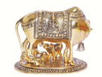 KridayKraft Kamdhenu Cow,Calf with Bal Gopal Krishna Metal Statue for Good Luck,Feng Shui As Table Top Figurine,Vastu,Religious Gau MATA Idol Home,Office&Table