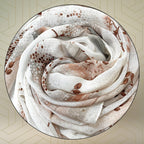 FAHABO Scarf Woman Floral Print Premium Mal Mal Textured Cotton Scarves with Tassels | Hijab Scarf | Headscarf | Neck Scarf | Stoles | Wraps | Size 71 L x 33 W (Elegance Grey, Brown)