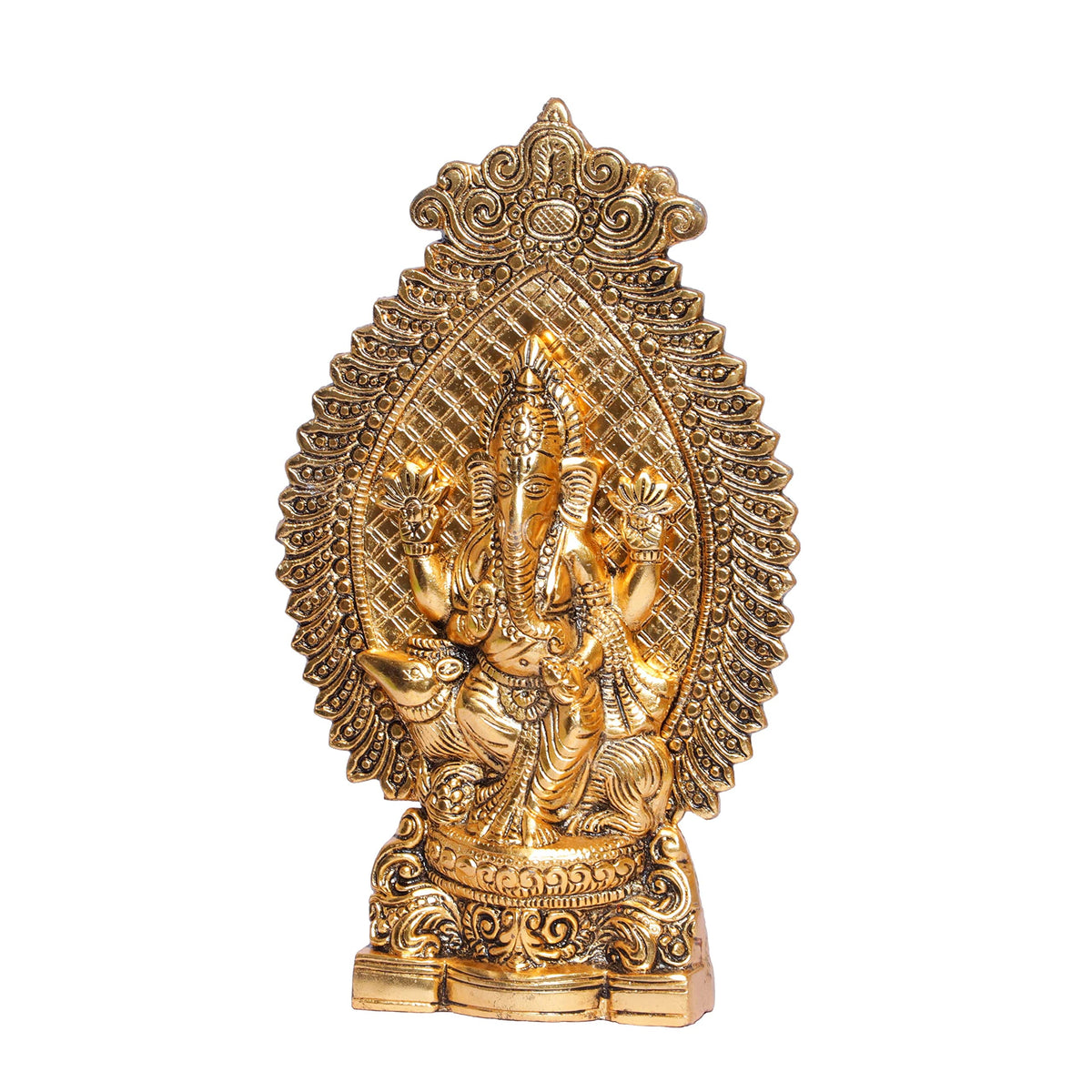KridayKraft Ganesha Metal Statue, Ganpati Murti for Pooja Room & Decor Your Home, Office, Religious Idol Gift Article, Showpiece Figunrines