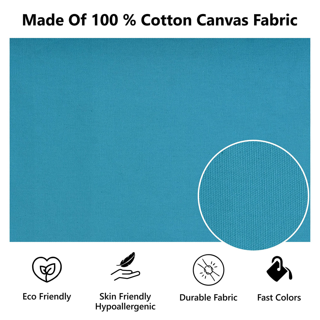 Yellow Weaves Cotton 250 TC Canvas Decorative Cushion Covers, (24 X 24 Inches), Set Of 5, Sky Blue