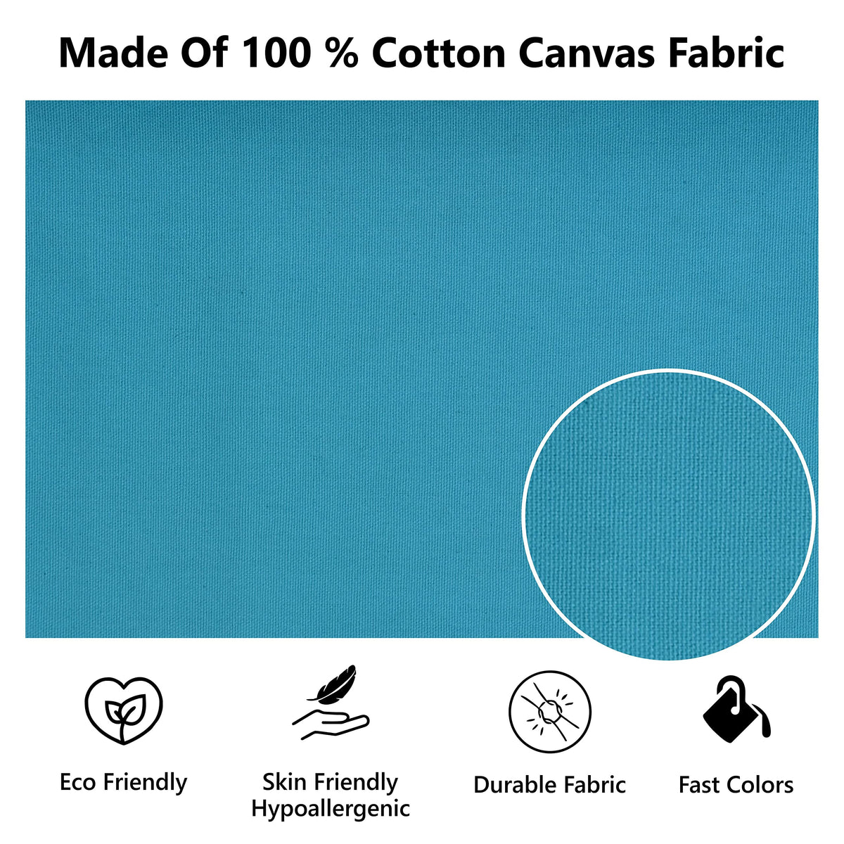 Yellow Weaves Cotton 250 TC Canvas Decorative Cushion Covers, (24 X 24 Inches), Set Of 5, Sky Blue