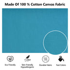 Yellow Weaves Cotton 250 TC Canvas Decorative Cushion Covers, (24 X 24 Inches), Set Of 3, Sky Blue