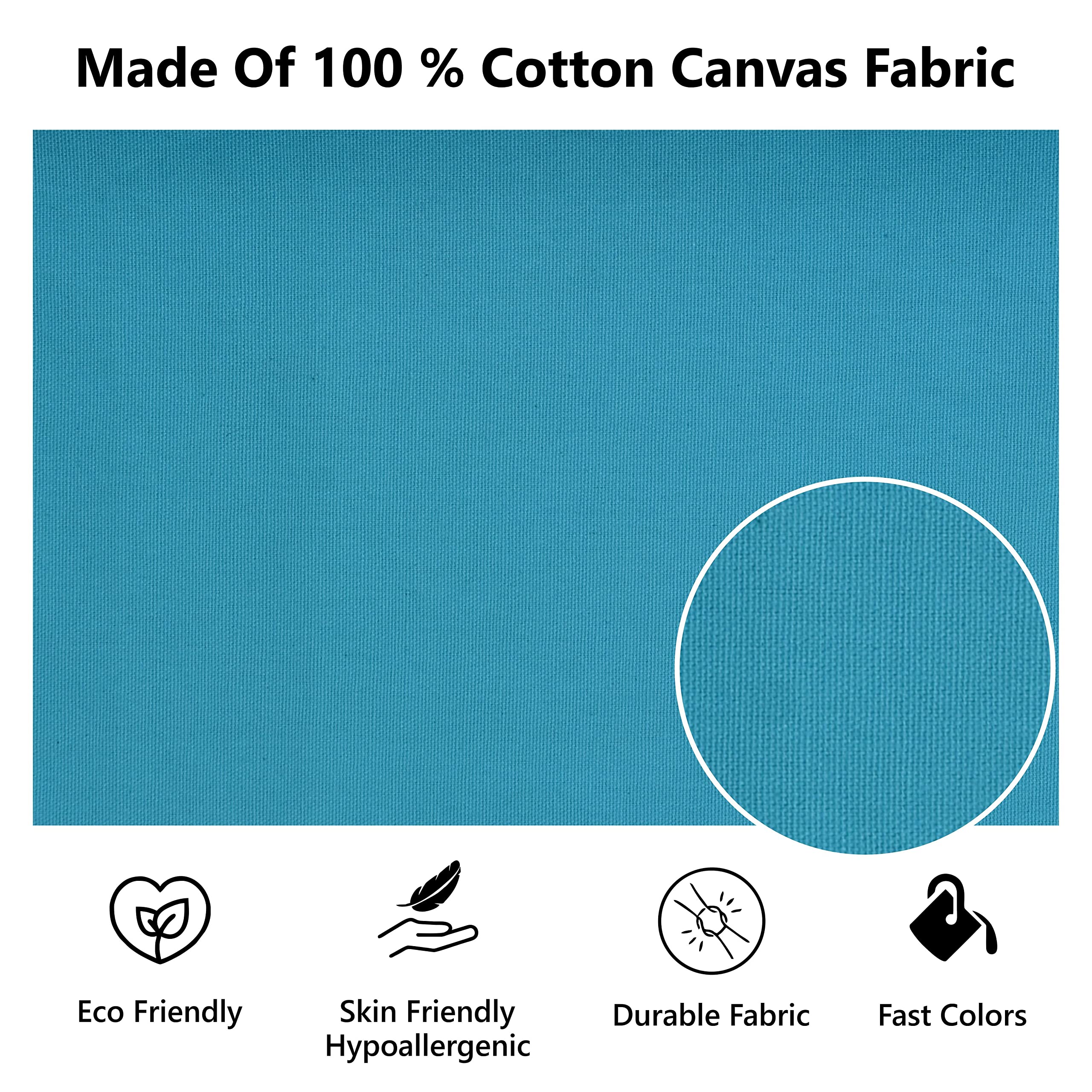 Yellow Weaves Cotton 250 TC Canvas Decorative Cushion Covers, (24 X 24 Inches), Set Of 3, Sky Blue