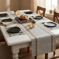 YELONA Dining Table Placemats and Runner Set - Heat Resistant, Washable, Stain Resistant Mats - Woven Vinyl Plastic - Easy to Clean-(45x30 cm 6 Placemats, 135x30 cm 1 Runner)-Ideal for Stylish Dining Kafalo
