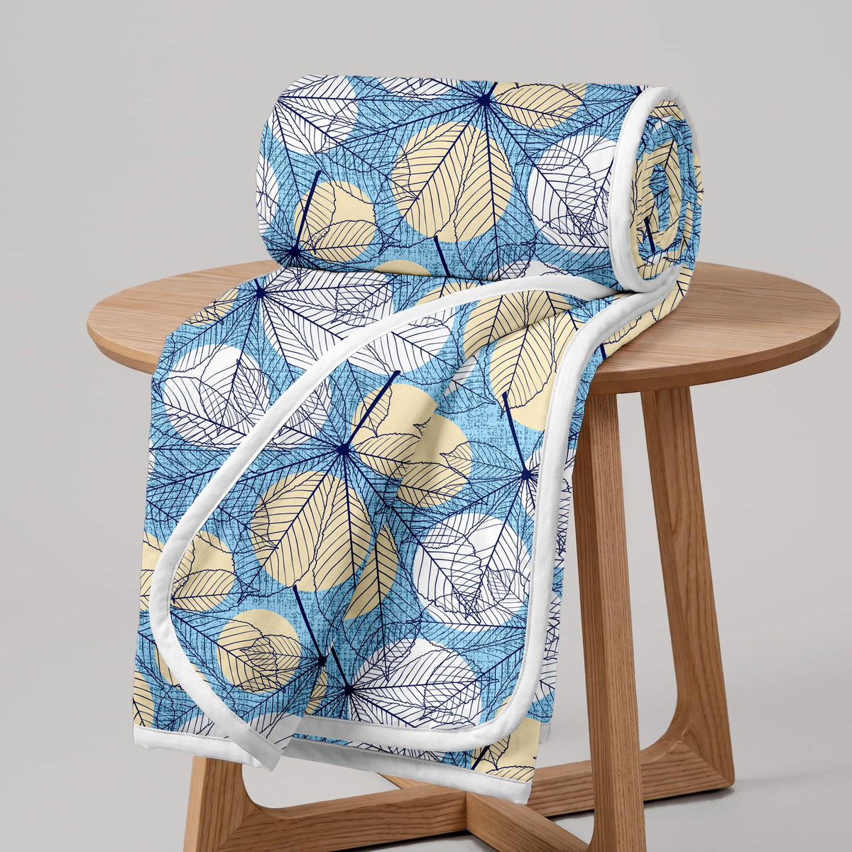 Divine Casa Glace Cotton 120 GSM Super Soft Cloudy Reversible Lightweight Printed Double Bed AC Dohar Blanket for Mild Winter Quilt - (Blue and Beige, 205 x 220, CM)| TC - 120 Kafalo