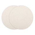 Encasa XO Round Ribbed Cotton Dining Table Mats, Heat Resistant Off White Kafalo
