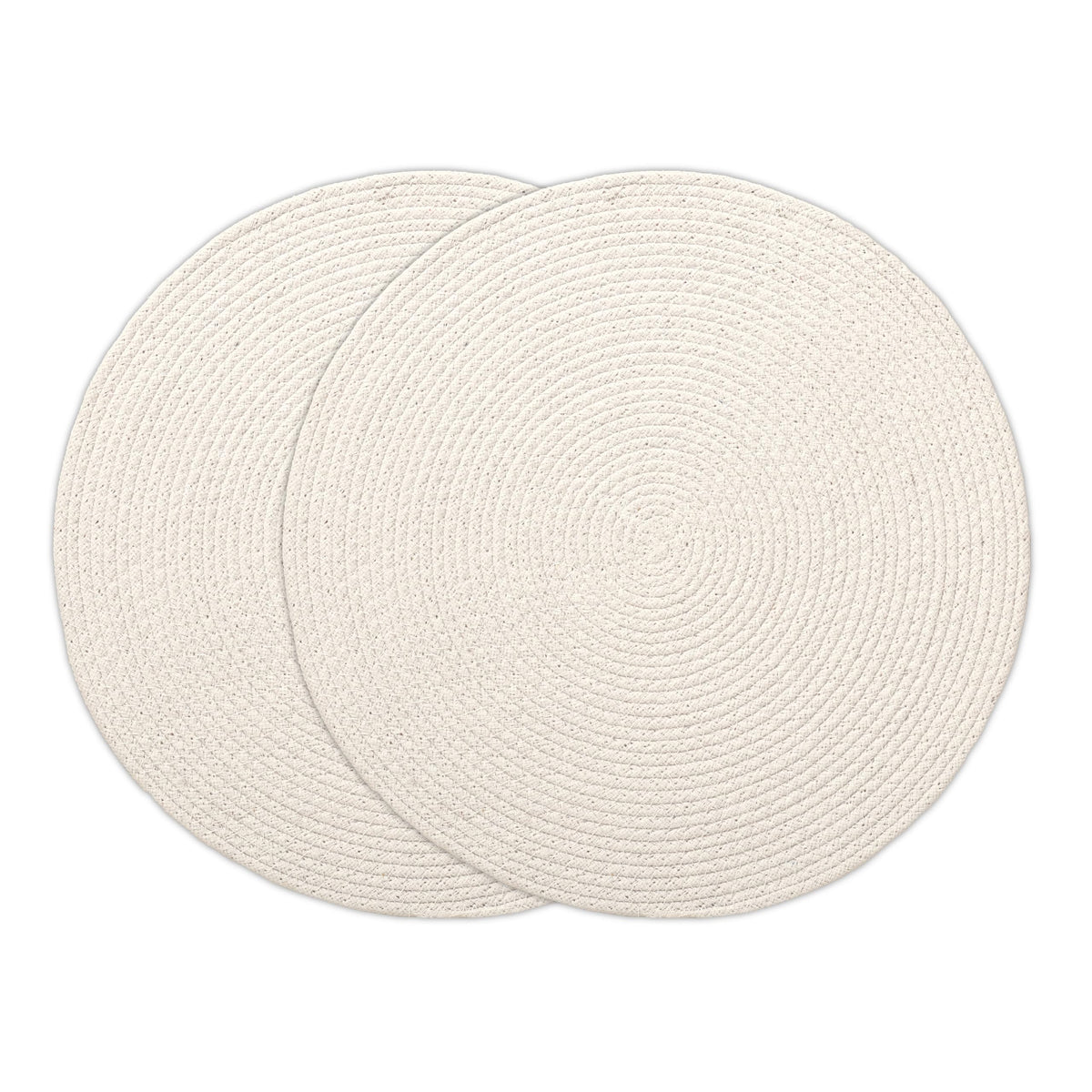 Encasa XO Round Ribbed Cotton Dining Table Mats, Heat Resistant Off White Kafalo