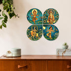 Artvibes Spiritual Handcrafted Mdf Wooden Decorative Wall Hanging | Living Room Decor | Bedroom Wall Decoration Items | Gifts For Men Women (Wh_8445N) - Set Of 4