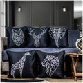 Vendola Decorative Satin Sofa Cushion Covers Set of 5, 20 Inch x 20 Inch, Sofa Cushion Pillow Cover, Black and White Colour, Minimalist Design, Zipper Closure (Minimalist, 20X20 Inches)