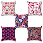 Story@Home Cushion Cover | Polyester | 40x40 cm | Vibrant Purple Abstract Floral Design | Pillow Cover Set of 5 | Decoration Items for Living Room, Chic Accent Cushion Covers for Bedroom, Sofa Decor