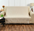 SASHAA WORLD Beige Extra Fine Plaid Sofa Throw | Soft & Cozy | Throw for Chair, Living Room, Bedroom, Sofa | Natural & Beige -130X160 Cm Kafalo