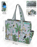 NIKAVIK Quilted Cotton Tote bag – Exotic Animal Print Foldable and Ideal for Travel Shopping Beach Trips or Daily Essentials (Grey)