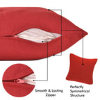 Yellow Weaves Cotton 250 TC Canvas Decorative Cushion Covers, (24 X 24 Inches), Set Of 5, Red