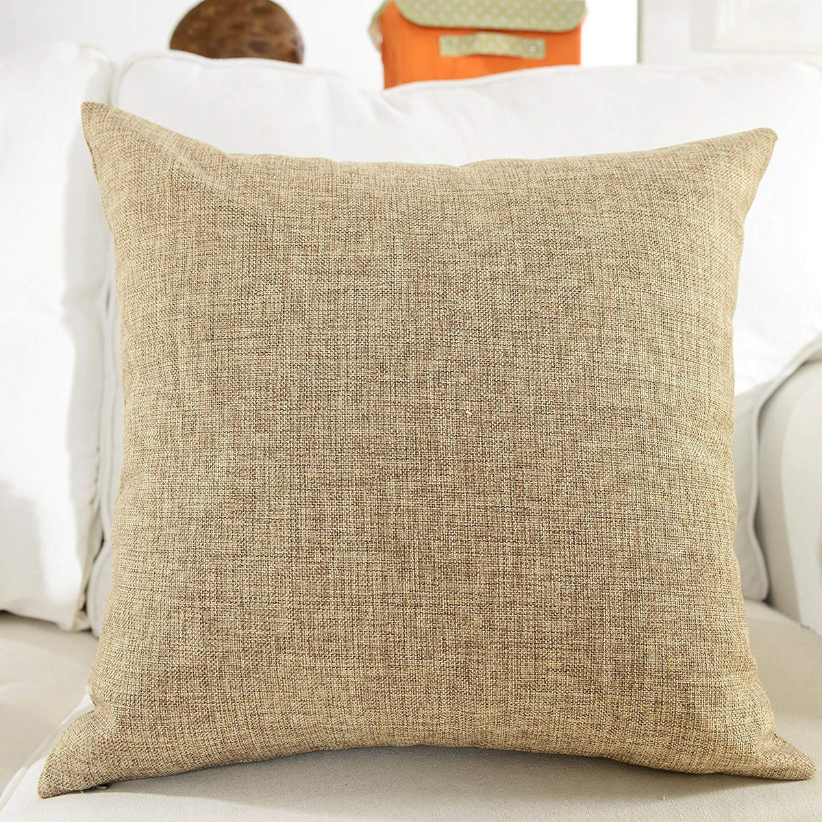 Khooti Jute Cushion Cover | 20x20 | Natural Linen | Set of 2 | Throw Pillow Cover for Couches, Chairs, Sofas, Beds, Coffee Tables, Living Rooms, Bedrooms, Modern Boho Design
