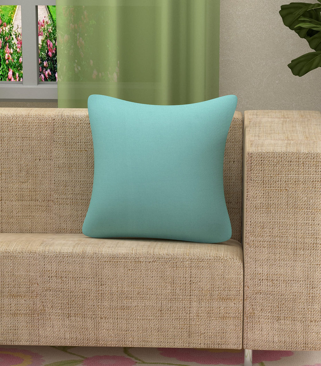 Yellow Weaves Cotton 250 TC Canvas Decorative Cushion Covers, (24 X 24 Inchess), 1 Piece, Powder Blue
