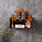 Life TIME Engineered Wood Hand Crafted Om Pattern Home Temple for Puja Temple for Home and Office l Puja Stand l Wooden Mandir, Traditional Pooja Mandir Prayer Shelve (Brown) (Pack of 1)