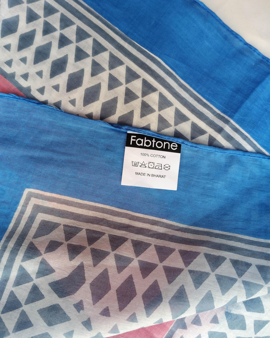 Fabtone Kalamwri Printed 100% Soft Cotton Scarf/Stole for Women’s 100x180 cms Blue Pink, Summer Style