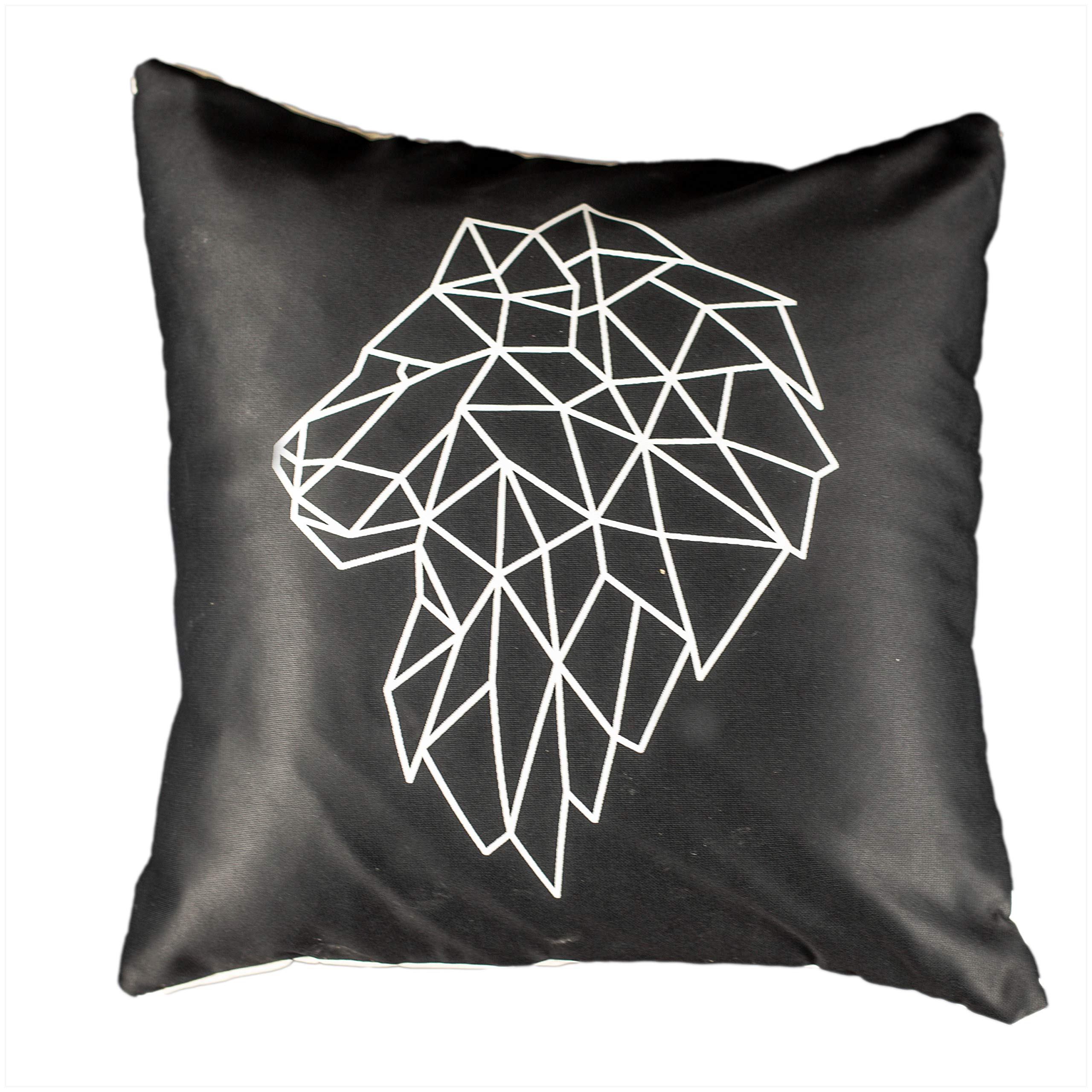 Vendola Decorative Satin Sofa Cushion Covers Set of 5, 20 Inch x 20 Inch, Sofa Cushion Pillow Cover, Black and White Colour, Minimalist Design, Zipper Closure (Minimalist, 20X20 Inches)