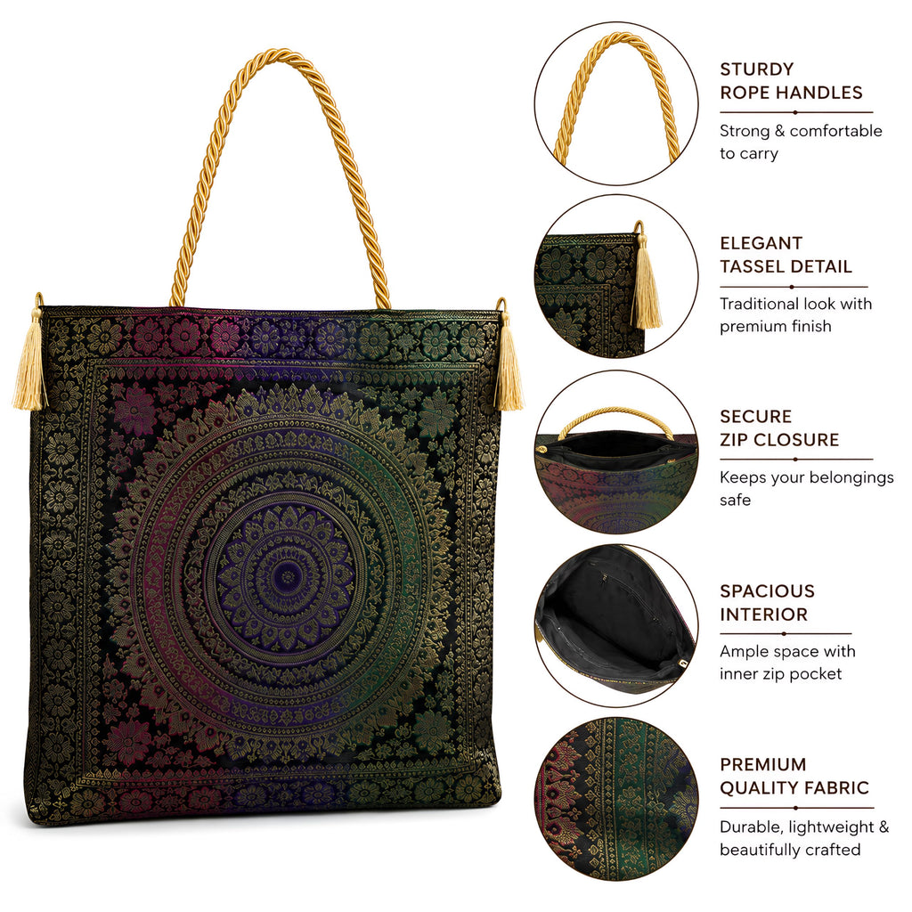 Manekash Ladies Handbag for Women | Brocade Silk Banarasi Bag