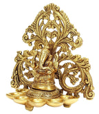 Artvarko Brass Ganesh Diya with 6 Wick Slot for Puja Room Fine Ganesha Wall Hanging Murti Gift Home Decor Deepak Oil Lamp Showpiece Feng Shui Diwali