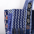 Ravaiyaa - Attitude is everything Patchwork Quilted Tote Bag Women Reversible Shoulder Bag Cotton Carry Bag Multipurpose Tote Bags (Blue)