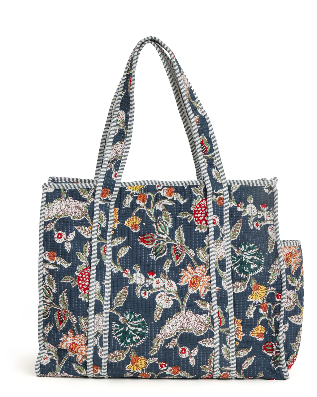 NIKAVIK Quilted Cotton Tote bag – Exotic Animal Print Foldable and Ideal for Travel Shopping Beach Trips or Daily Essentials (Blue Multi)