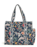 NIKAVIK Quilted Cotton Tote bag – Exotic Animal Print Foldable and Ideal for Travel Shopping Beach Trips or Daily Essentials (Blue Multi)