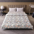 Divine Casa 100% Cotton Reversible Double Bed Dohar | Soft & Lightweight AC Blanket | Summer Quilt | 220 x 205 CM, Floristry Slate & Coral Kafalo