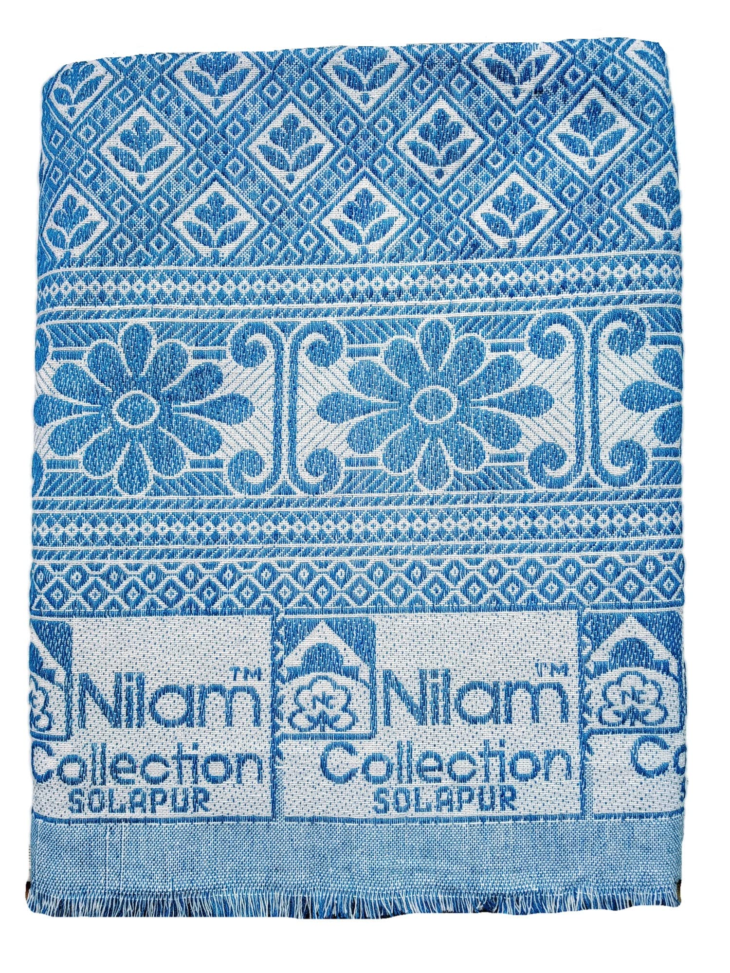 Nilam Collection Solapur Chaddar Cotton 200 TC Blanket/Bed Sheet Single Bed Full Size Color-Blue Pack Of 1 (Size- 60X90 Inch) Kafalo