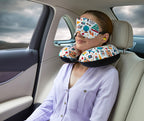 kossto Memory Foam Travel Pillow for Neck Pain Relief, Includes Eye Mask & Noise Isolating Ear Plugs, Portable Combo for Men & Women, Ideal for Long Flights & Road Trips | Velvet Black