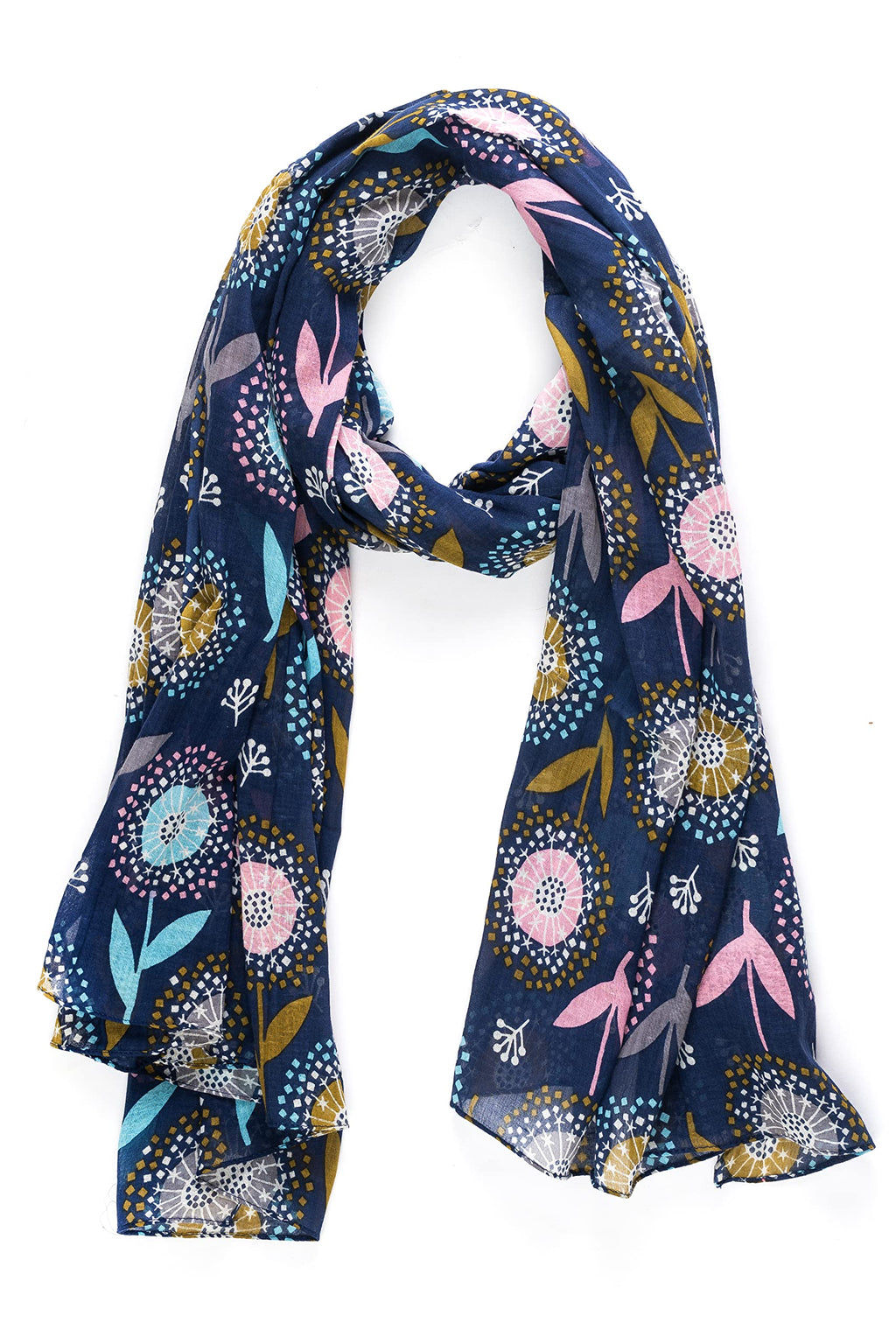 AQVA Printed Cotton Scarf for Women Stylish (Mahfil Navy) | Head and Face Cover Scarf for Girls with 100% Cotton | Soft & Lightweight Scarves/Stoles for all Weather (72 x 43 in)