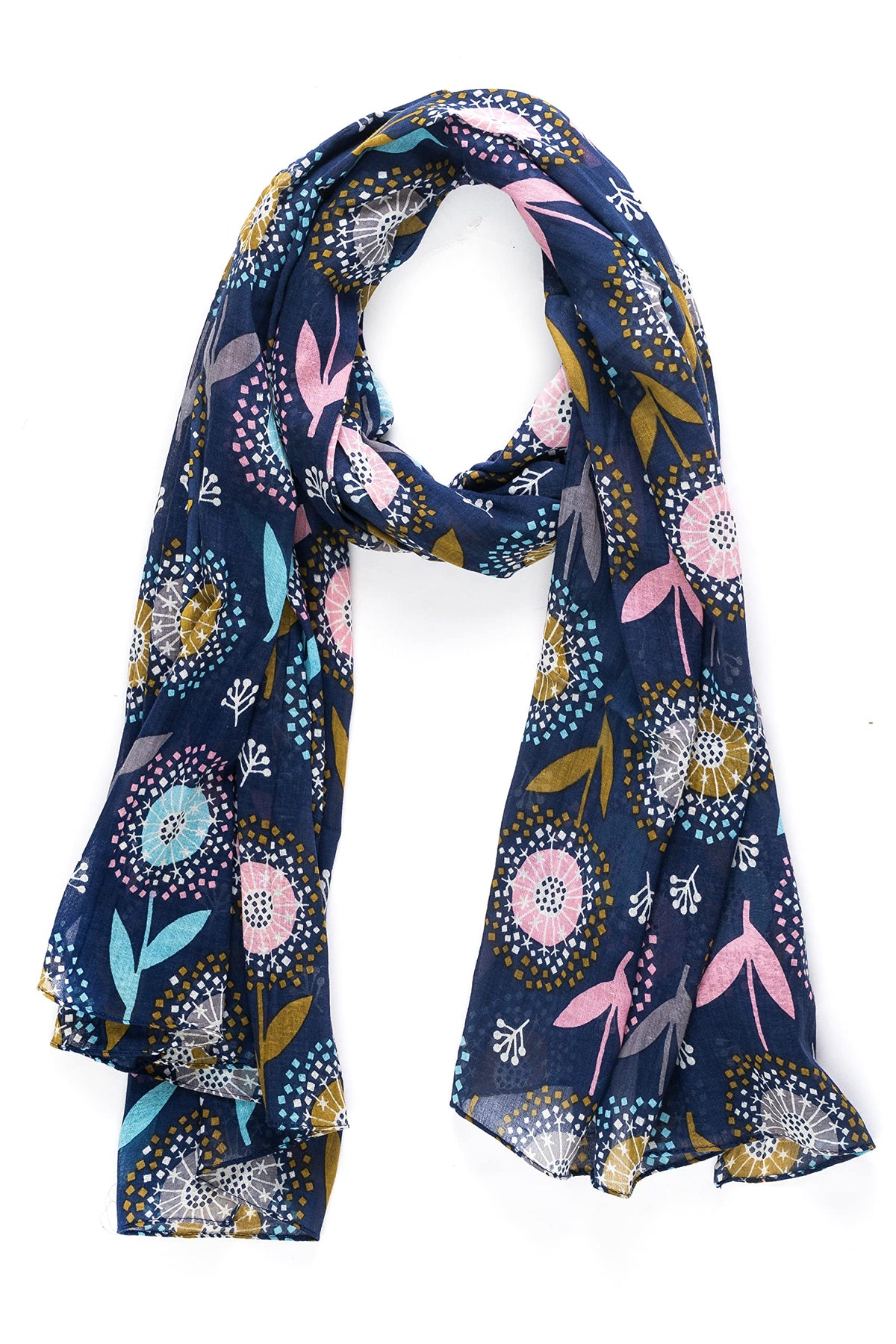 AQVA Printed Cotton Scarf for Women Stylish (Mahfil Navy) | Head and Face Cover Scarf for Girls with 100% Cotton | Soft & Lightweight Scarves/Stoles for all Weather (72 x 43 in)