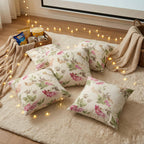 Clasiko Cotton Cushion Covers 16x16 – Set of 5 Decorative Cushion Covers, Bloom Lace, Soft Cotton, Hidden Zip, Sofa & Bedroom Décor