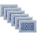 Encasa XO Dining Table Placemats, Block Printed Cotton, Hand Print Indigo Kafalo