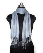 Chandwasia Linen Rayon Scarf, scarves, Viscose Fabric stole & Shawl Design for Men & Women for Summer & Winters(Light Grey)