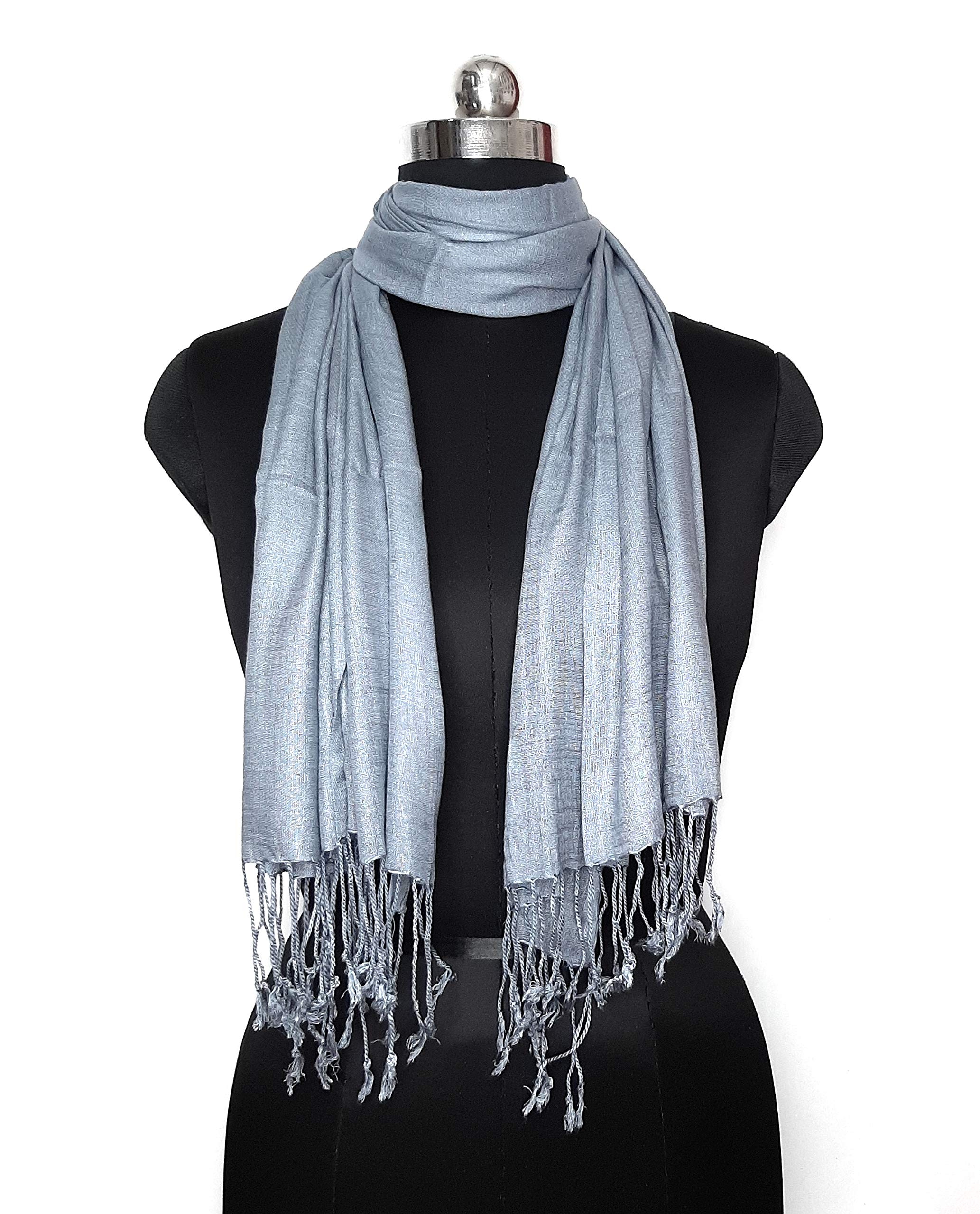 Chandwasia Linen Rayon Scarf, scarves, Viscose Fabric stole & Shawl Design for Men & Women for Summer & Winters(Light Grey)