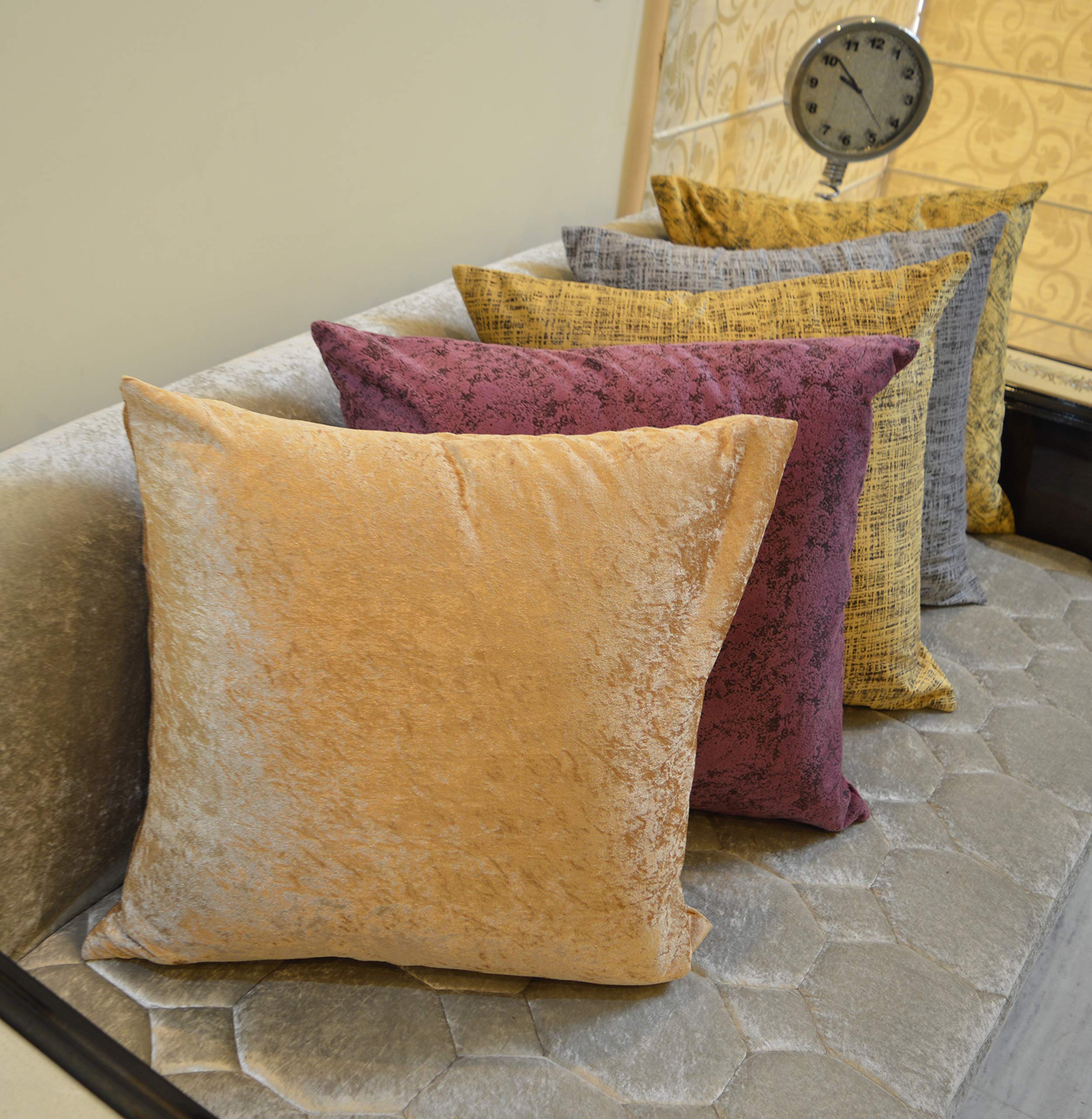 Khooti Sparkle Velvet Cushion Cover, 20x20 | Copper Gold | Pack of 2 | Solid Plain Soft & Smooth, Decorative Cushion Covers for Living Room, Bedroom, Couches, Chairs, Sofas, Beds & Home Decor