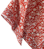 Ravaiyaa - Attitude is everything Sanganer Hand Block Printed Scarves Pure Cotton Scarf Square Hijab Dupatta 40 X 40 Inch (Red White Floral)