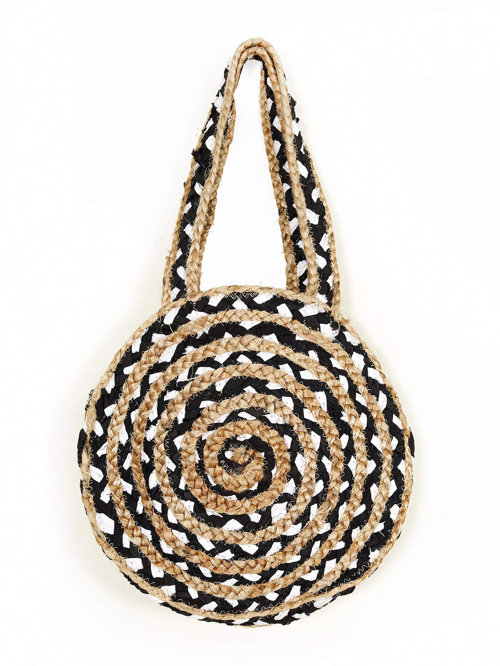 Ravaiyaa - Attitude is everything Jute Cotton Large Bag Women's Shopping Handmade Bags Shoulder Braided Jute Vintage Bag (Brown)