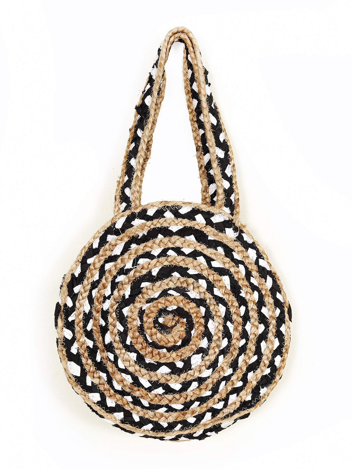 Ravaiyaa - Attitude is everything Jute Cotton Large Bag Women's Shopping Handmade Bags Shoulder Braided Jute Vintage Bag (Brown)