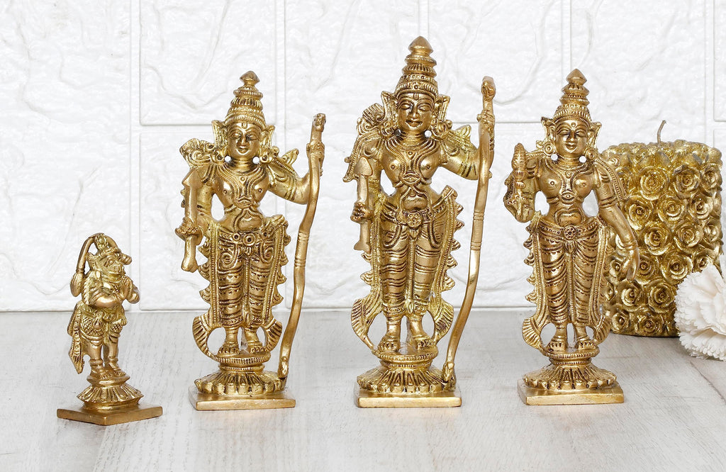 ARTVARKO Brass Ram Darbar Statue Shree Ram Ji Sita Laxman Hanuman Home Décor Puja Murti for Mandir Temple Gift.