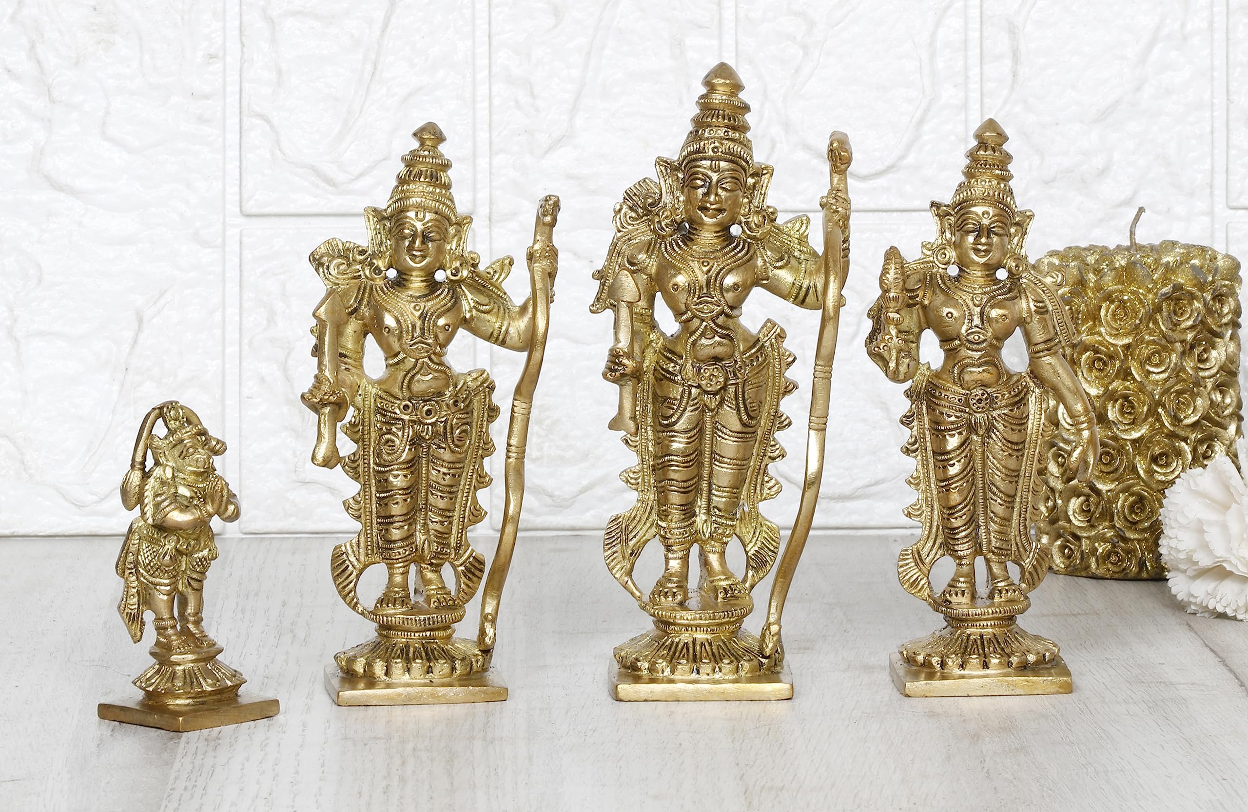 ARTVARKO Brass Ram Darbar Statue Shree Ram Ji Sita Laxman Hanuman Home Décor Puja Murti for Mandir Temple Gift.