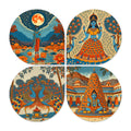 Artvibes Indian Gods Modern Art Decorative MDF Wooden Wall Art for Home | Wood Decorative Items | Modern Decoration | Spiritual | Wall Illustrations | Handcrafted Art | Gift Items (WH_8447N), Set of 4