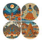 Artvibes Indian Gods Modern Art Decorative MDF Wooden Wall Art for Home | Wood Decorative Items | Modern Decoration | Spiritual | Wall Illustrations | Handcrafted Art | Gift Items (WH_8447N), Set of 4